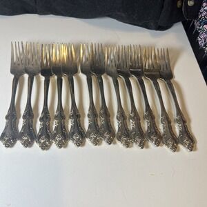 RSVP TG Indonesia Flatware Set Florals &‎ Scrolls Set Of 12 Salad Forks